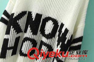 ★9月4號(hào)新款更新 2015秋季新款字母針織寬松蝙蝠長(zhǎng)袖套頭針織毛衣上衣 女 C89076原始圖片3