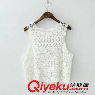 ◆吊帶/小背心 2015夏季新款鏤空鉤花ts無袖小背心短款修身吊帶衫 女 R27197原始圖片2