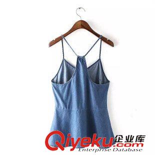 ◆吊帶/小背心 2015夏新款水洗牛仔吊帶衫歐美風女式V領露背修身背心上衣 B26403原始圖片2