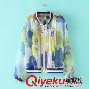 ◆防曬衣/空調衫 2015夏新款花朵印花透明薄款長袖中長款開衫防曬衣防曬衫女