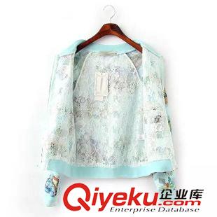 ◆防曬衣/空調衫 2015夏新品歐根紗印花棒球防嗮服蕾絲內襯長袖短款外套女 G84428原始圖片2