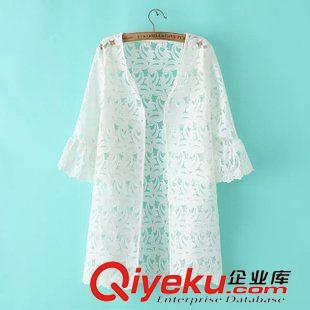 ◆防曬衣/空調(diào)衫 2015夏季新款歐美風(fēng)歐根紗兩袖印花珍珠扣立領(lǐng)長袖防曬衣外衣女