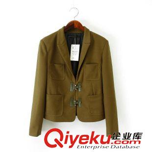 ◆西裝/西服 2014秋冬新款歐美范拼接V領(lǐng)無扣小西裝時(shí)尚修身西服外套女上衣