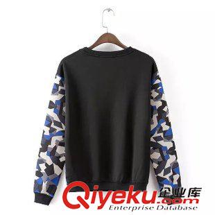 ◆衛(wèi)衣/絨衫 歐洲站2015秋新款印花拼色休閑寬松衛(wèi)衣原來(lái)長(zhǎng)袖套頭上衣 女原始圖片2