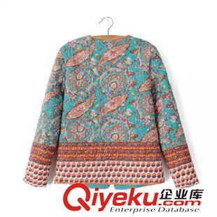 ◆棉衣/棉服 2015秋季新款腰果花巴洛克定位印花菱格夾棉小棉衣外套 女 D77350原始圖片2