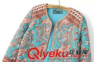 ◆棉衣/棉服 2015秋季新款腰果花巴洛克定位印花菱格夾棉小棉衣外套 女 D77350原始圖片3