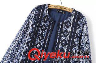 ◆棉衣/棉服 2015秋季新款民族風(fēng)重工藝?yán)C花長袖圓領(lǐng)無扣小棉服外套 女D78046原始圖片3