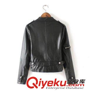 ◆皮衣/皮夾克 2015秋范冰冰明星同款機(jī)車?yán)溄鹕I(lǐng)短款皮衣夾克 外套 女原始圖片2