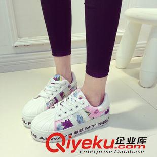 7月新品 2015秋季休閑學生鞋貝殼松糕厚底碎花單鞋旅游鞋透氣韓版女鞋批發原始圖片2