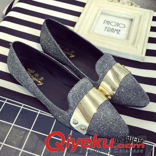 8月新品 2015春夏季新款歐美風小尖頭女鞋淺口平底金屬裝飾豹紋單鞋子批發原始圖片3