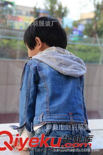 風(fēng)衣/夾克/外套類 歐單 超柔水洗  15秋新款兒童男女童純棉牛仔連帽外套 汗布掛里原始圖片3