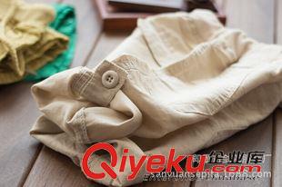 褲裝 原單優品 男童棉麻褲七分褲可挽邊兩穿褲