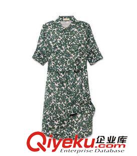 襯衣 外貿正品法國進口印花面料連衣裙 歐洲站襯衣式收腰設計女裙原始圖片2