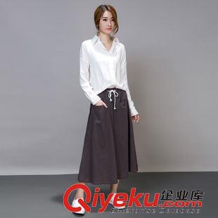 店長推薦 2015秋裝新款文藝復古小清新長袖棉麻連衣裙女兩件套修身長裙lyq原始圖片2