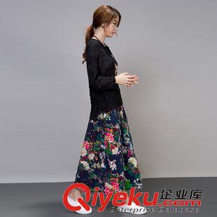 九月{dy}期新款 2015秋季新款韓版復(fù)古長袖棉麻連衣裙女兩件套套裝棉麻長裙女lyq原始圖片2