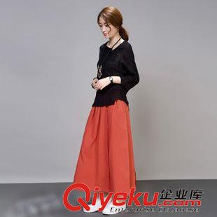 九月{dy}期新款 2015秋季新款韓版復(fù)古長袖棉麻連衣裙女兩件套套裝棉麻長裙女lyq原始圖片3
