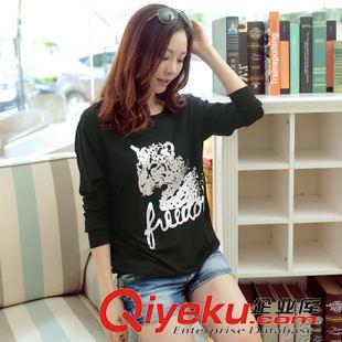 九月第二期新款 2015秋裝新款韓版女裝長袖t恤大碼寬松蝙蝠袖燙金印花打底衫上衣原始圖片2