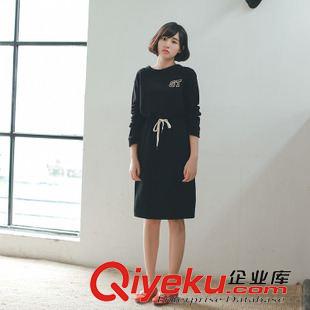 九月第四期新款 2015秋冬新款韓版 小清新個性印花加厚加絨中長款裙子長袖連衣裙原始圖片3