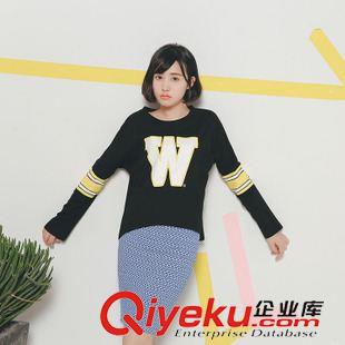 九月第四期新款 2015秋季新款韓版 中長款寬松顯瘦長袖連衣裙圓領(lǐng)字母印花裙子女