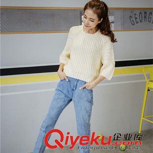十月第二期新款 2015秋季新款韓版 甜美百搭九分泡泡袖毛衣女修身顯瘦打底針織衫原始圖片2