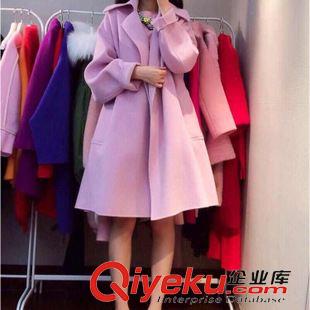 明星同款 2015秋冬裝新款高雯克拉戀人唐嫣同款修身顯瘦名媛毛呢外套大衣女原始圖片2
