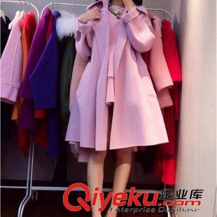 明星同款 2015秋冬裝新款高雯克拉戀人唐嫣同款修身顯瘦名媛毛呢外套大衣女原始圖片3