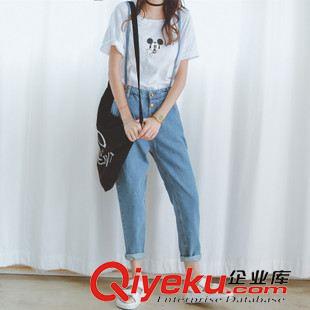 牛仔褲 秋裝新款韓版復古高腰單排扣牛仔背帶褲長褲女潮原始圖片3