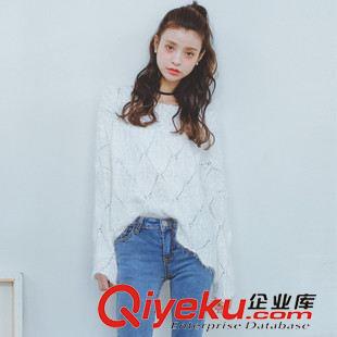 針織衫 韓國(guó)秋裝新款毛茸茸鏤空套頭毛衣馬海毛針織衫女原始圖片3