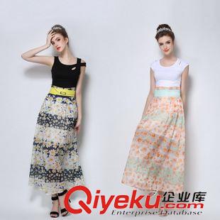 半身裙 長裙/短裙 實拍歐洲站2015夏季新款時尚dp氣質(zhì)花朵 不規(guī)則半身裙 長裙
