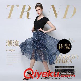 半身裙 長(zhǎng)裙/短裙 實(shí)拍歐洲站2015夏季新款時(shí)尚dp氣質(zhì)花朵半身裙不規(guī)則 長(zhǎng)裙原始圖片3