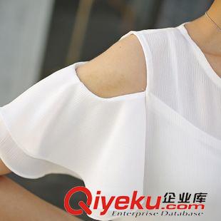 小香風(fēng)套裝 韓國(guó)實(shí)拍2015夏裝露肩雪紡上衣+半身裙印花美女圖案套裝原始圖片2
