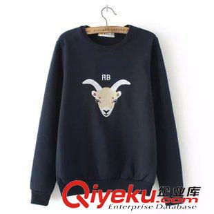 長袖T恤/衛衣 2015新款韓版時尚秋款刺繡羊頭衛衣圓領長袖套頭衛衣女秋廠家直銷原始圖片3