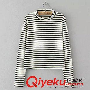 未分類 2015新款韓版時尚條紋高領彈力打底衫女秋裝上衣長袖廠家直銷