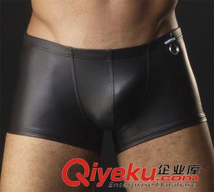 仿皮、漆皮面料 廠家批發zpManstore男士內褲仿皮漆皮大平角褲低腰性感U凸囊袋原始圖片2
