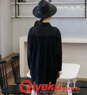 雪紡衫/蕾絲衫/襯衫 2015春夏新款 韓版時(shí)尚寬松版型后背拼蕾絲長(zhǎng)袖襯衫原始圖片3