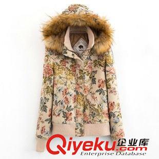 棉衣 唯品庫廠家直銷14秋冬裝棉服歐美刺繡毛領(lǐng)連帽棉衣外套女裝批發(fā)