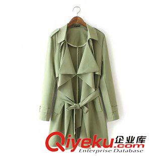 大衣--風(fēng)衣 下架 通勤風(fēng)無扣設(shè)計寬松中長款風(fēng)衣原始圖片2