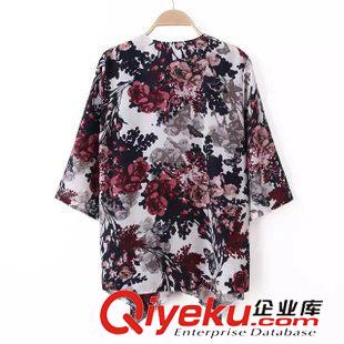 和服 2014歐美風秋裝新品 女裝批發(fā) 蝴蝶印花和服式開衫外套女廠家直銷