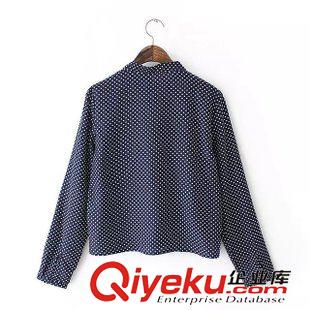 襯衫 廠家直銷 2015春季新款 歐美女裝波點疊層長袖襯衫 批發(fā)原始圖片2