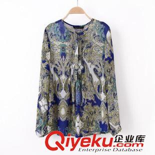 襯衫 *唯品庫  歐美風(fēng) 2015春季新款馬賽克印花燙膠中袖襯衫批發(fā) 0142