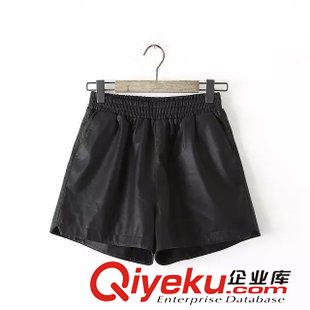 短褲 歐洲站 歐美風2015秋冬新品女裝 百搭休閑松緊腰水洗皮短褲 褲子原始圖片2