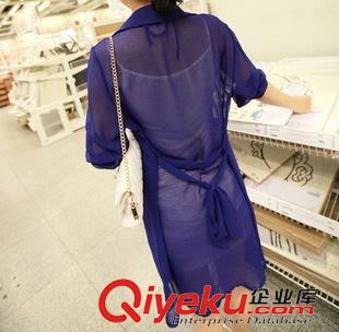雪紡衫 女裝批發(fā)2014夏裝新款韓版胖mm長款防曬衣長袖雪紡衫大碼防曬衣原始圖片2