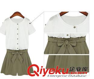 連體褲 2015新款歐美dp 拼接連體褲 夏短款連體服女褲原始圖片2
