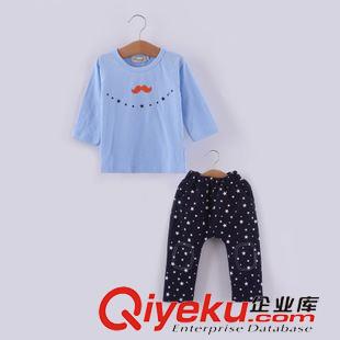 7月27日 歐美男童胡子印花仿牛仔套裝原始圖片2