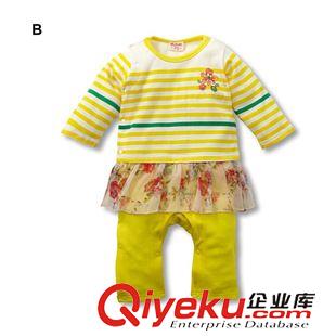7月27日 女童條紋印花長袖哈衣長爬服原始圖片2