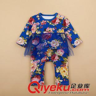 11月5日 韓版女寶寶長袖哈衣連身衣爬服夾衣嬰兒服寶寶衣棉絨加厚復(fù)古大花