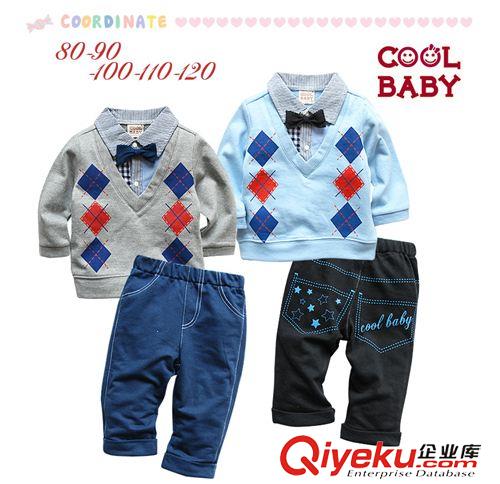 8月18日 coolbaby男童紳士領(lǐng)結(jié)長袖上衣褲子兩件套裝實拍圖