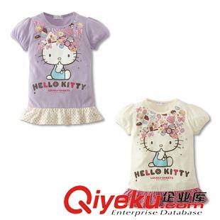 3月27日 hellokitt女童短袖上衣T恤夏款公主荷叶边