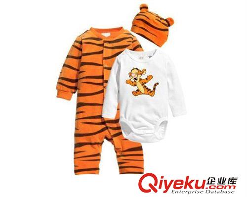 3月14日 迪士尼迪斯尼跳跳虎造型長(zhǎng)袖哈衣連身衣嬰兒服三件套全棉原始圖片2