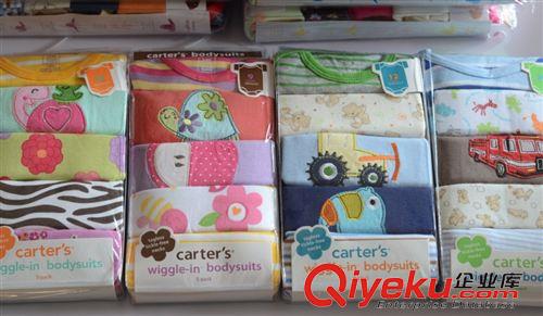 新生兒蝴蝶衣偏衫紗布類 印標原單carter's卡特刺繡短袖三角哈衣五件包純棉實物圖可挑碼原始圖片2